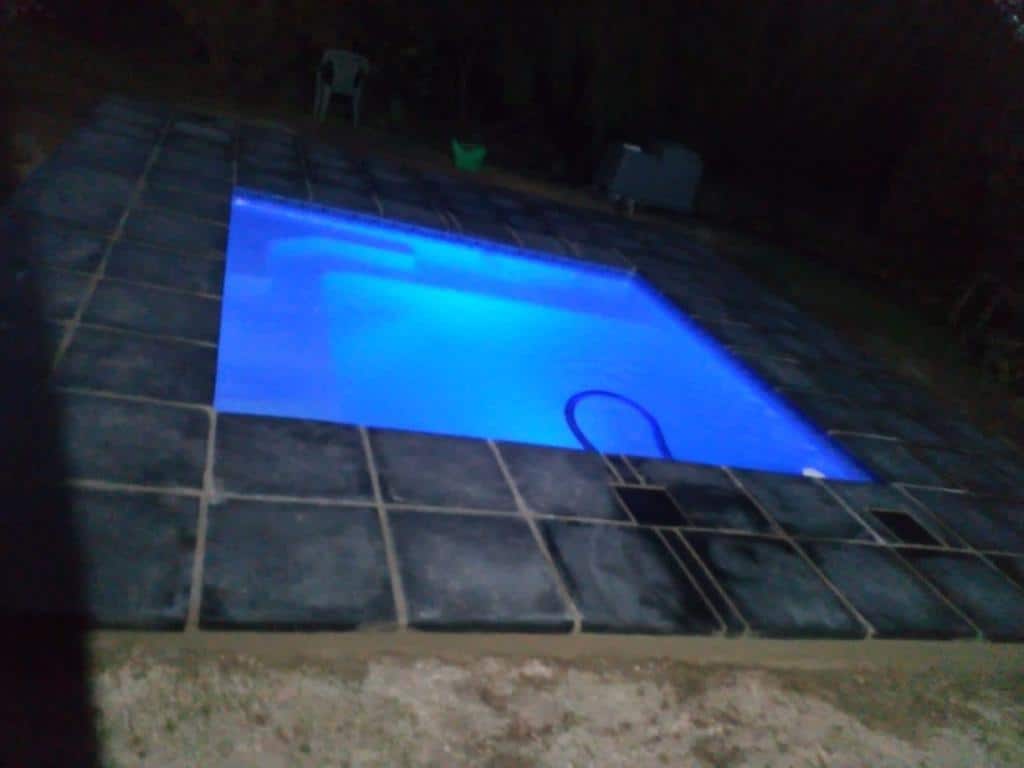 Cosmo pool glowing at night