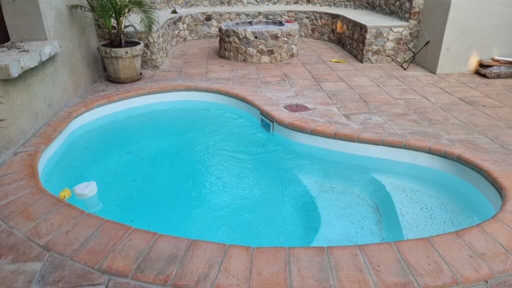 Installed Cosmo kidney-shaped pool