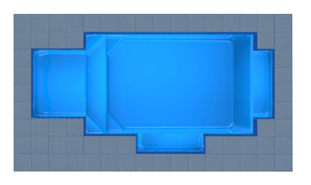 Corfu Square Bay + Twin Patio fibreglass pool shell