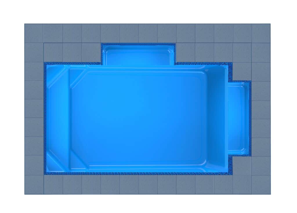 Corfu Twin Patio fibreglass pool shell — Cosmo Pools
