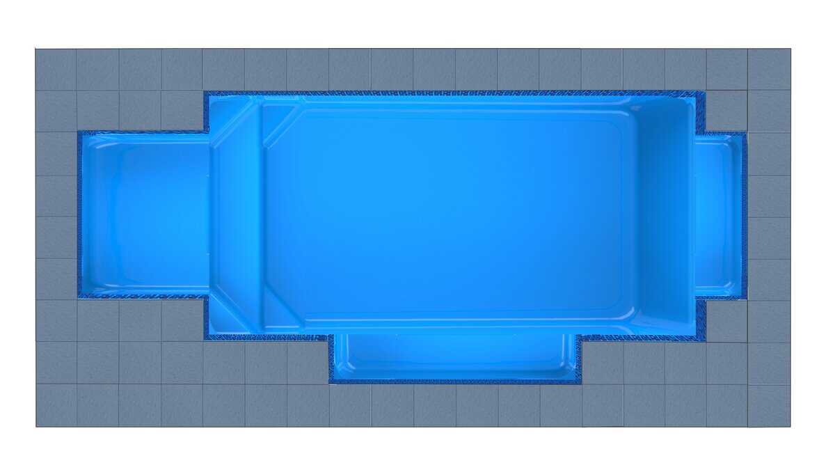 Crete Square Bay + Twin Patio fibreglass pool shell — Cosmo Pools