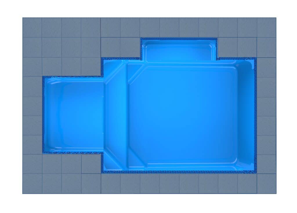 Milos Square Bay + Patio fibreglass pool shell — Cosmo Pools