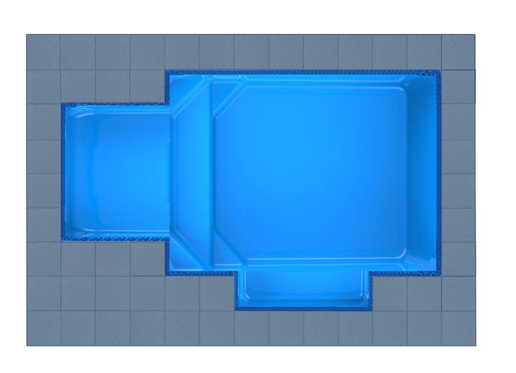 Milos Square Bay + Patio fibreglass pool shell — Cosmo Pools