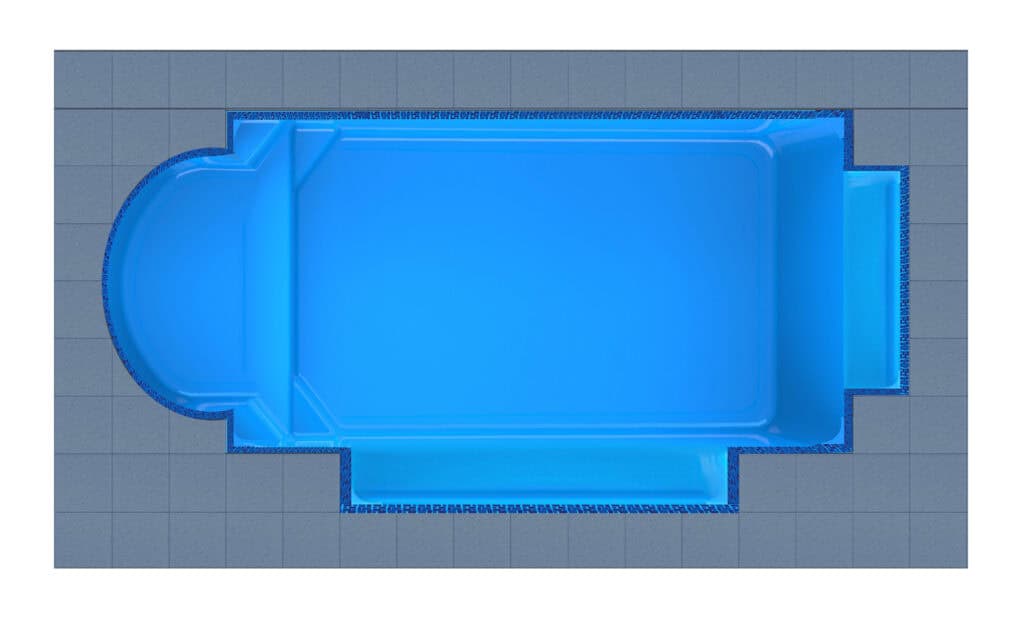 Mykonos Round Bay + Twin Patio fibreglass pool shell — Cosmo Pools