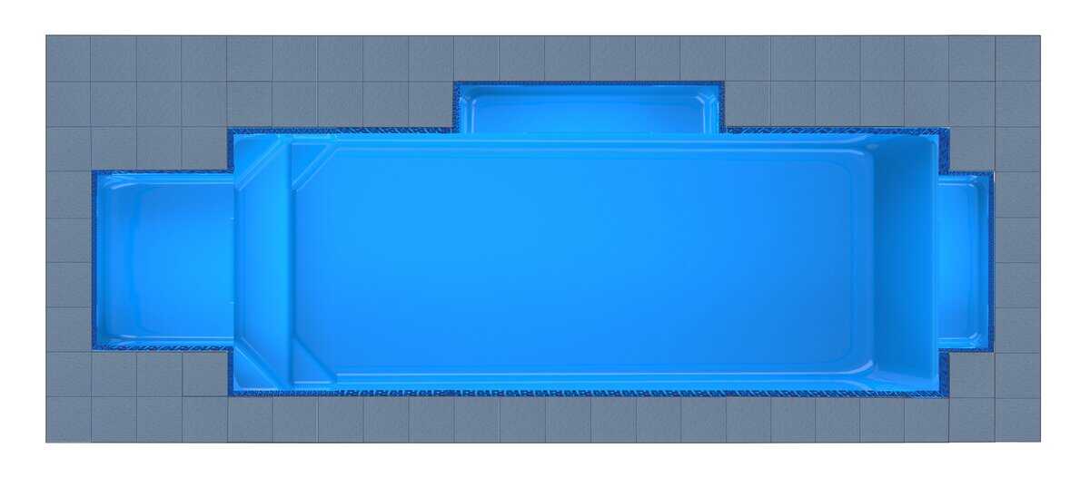 Santorini Square Bay + Twin Patio fibreglass pool shell — Cosmo Pools