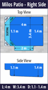 Milos Patio pool shell dimensions diagram — Cosmo Pools