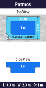 Patmos pool shell dimensions diagram — Cosmo Pools