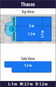 Thasos pool shell dimensions diagram — Cosmo Pools