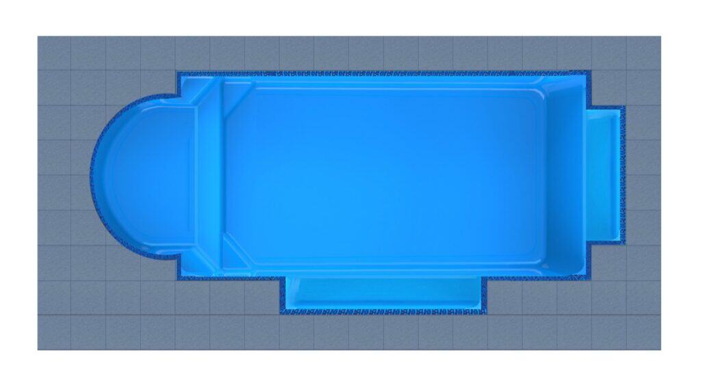 Crete Round Bay + Twin Patio fibreglass pool shell — Cosmo Pools